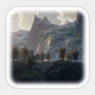 Beautiful mountain landscape in the fog Sticker